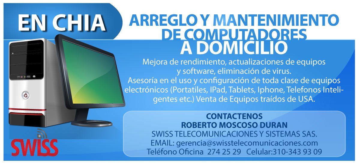 Mantenimiento de Computadores PC, Portatil, Mac. Domicilio Chía, Bogotá